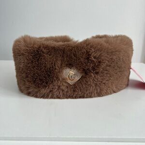 Juicy Couture Brown Faux Fur Headband with Gold Accent ear warmers